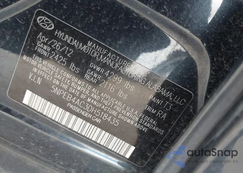 2013 Hyundai Sonata Gls z USA, uszkodzony, nr VIN 5NPEB4AC3DH518435